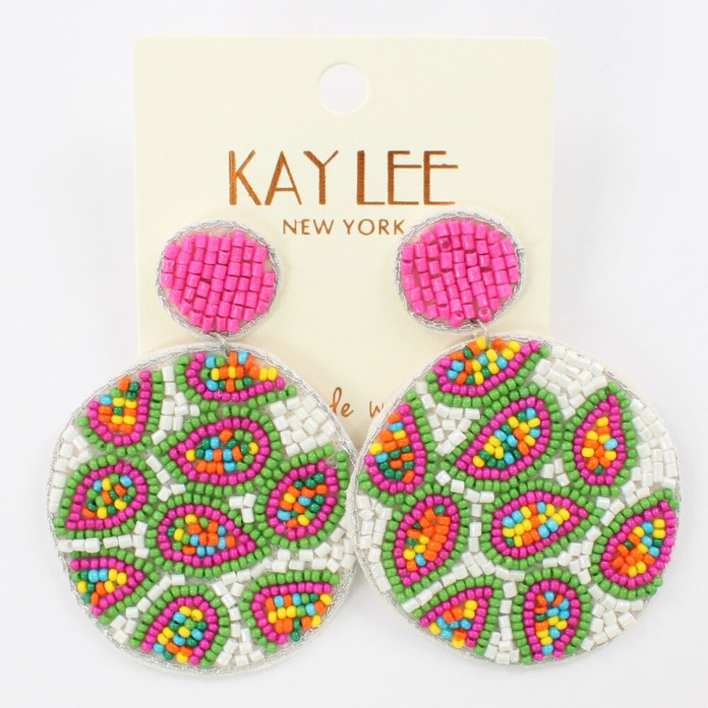 KAYLEE Seed Beaded Colorful Animal Print Boho Post Earrings Made ❤️ in India